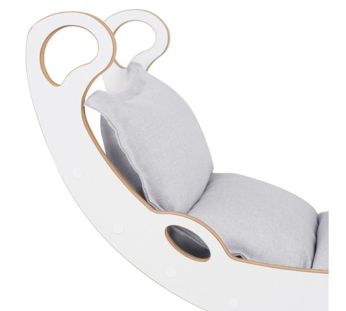 PLUSH NEST Barngung XS Mini Rocker 2i1 + kudde Ljusgrå, vit, Trälek PLUSH NEST Barngung XS Mini Rocker 2i1 + kudde Ljusgrå, vit, Trälek