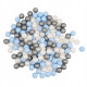 Dry pool balls, 6 cm, 150 pcs: light blue, pearl, silver