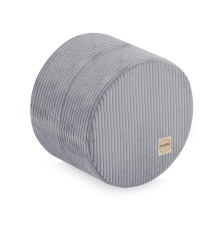 PLUSH NEST rund sittpuff 40x30 cm, grå, premium manchester
