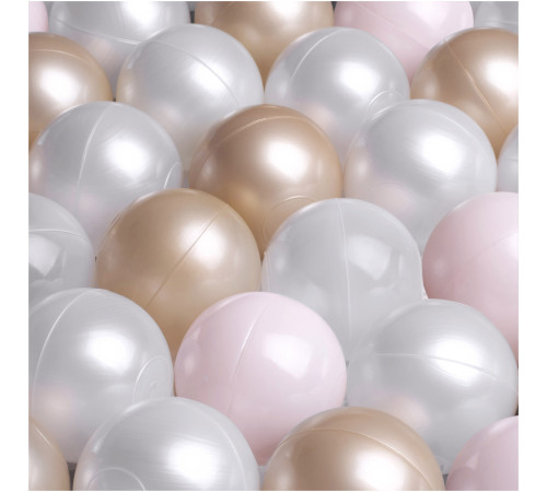 Dry pool ball, 6 cm, 300 pcs: light pink, gold, pearl