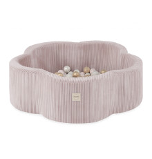 Plush Nest Torrt Blomsterpool, 95x30, ljusrosa, premium corduroy, Floral Fun Zone, 200 bollar: pärl-, ljusrosa pärl-, guld