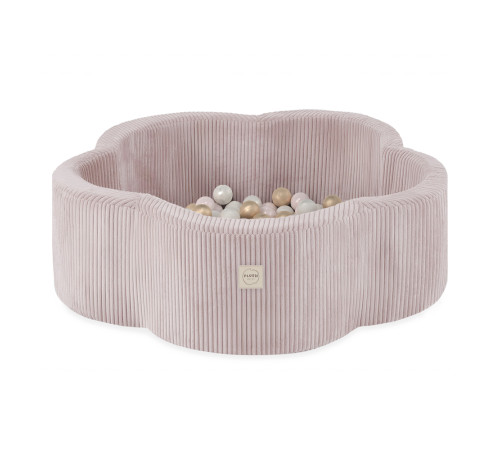 Plush Nest Torrt Blomsterpool, 95x30, ljusrosa, premium corduroy, Floral Fun Zone, 200 bollar: pärl-, ljusrosa pärl-, guld