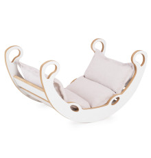 PLUSH NEST Barngungstol XS Mini Rocker 2in1 + kudde Ljusbeige, vit, Träleksak