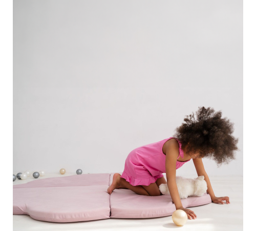 PLUSH NEST matta, 120x120x5 cm, blomma, rosa, sammet