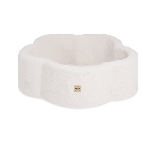 PLUSH NEST Torr Pool Blomma, 95x30 cm, Krämfärgad Fleece (+ 200 Bollar Guld, Pärl, Transparent), Floral Fun Zone
