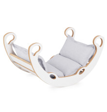 PLUSH NEST Barngung XS Mini Rocker 2i1 + kudde Ljusgrå, vit, Trälek