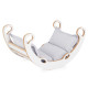 PLUSH NEST Barngung XS Mini Rocker 2i1 + kudde Ljusgrå, vit, Trälek