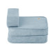 PLUSH NEST barns reclinerfåtölj, 150x60x25 cm, premium blå manchester