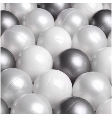Dry pool balls, 6 cm, set of 200: pearl, transparent, silver
