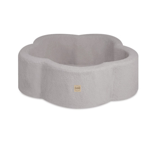 PLUSH NEST Torr blomsterpool med matta, 95x30 cm, grå fårskinn (+ 200 bollar silver, pärlemor, transparent), Floral Fun Zone
